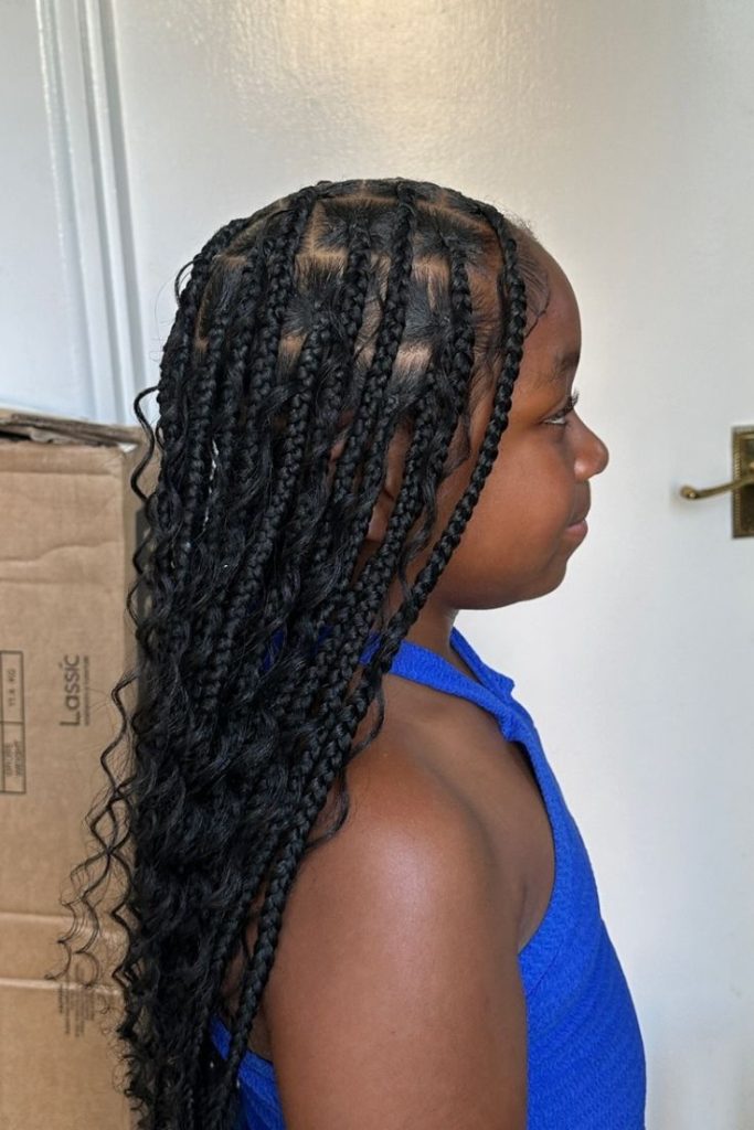 Little Girl knotless braids with Curls