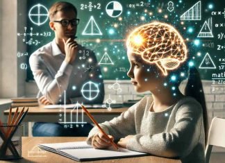 How Can Math Tutoring Rewire the Brain for Stronger Problem-Solving Skills Student learning math with glowing brain and equations in background