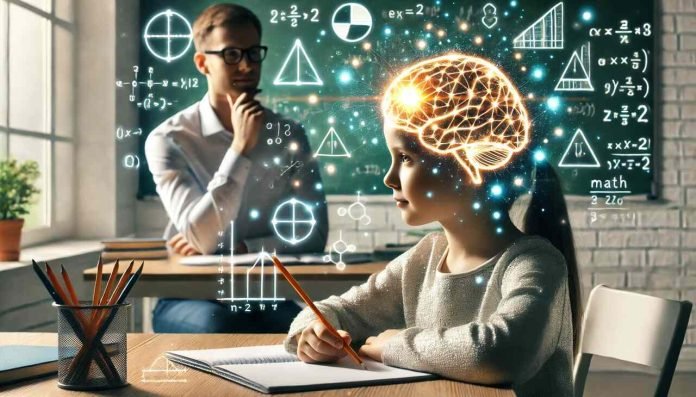Math How Can Math Tutoring Rewire the Brain for Stronger Problem-Solving Skills Student learning math with glowing brain and equations in background