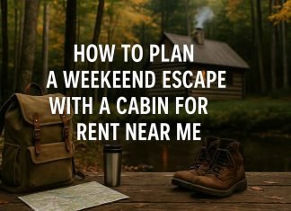How to Plan a Weekend Escape with a Cabin for Rent Near Me Cozy cabin in the woods with weekend travel essentials in front