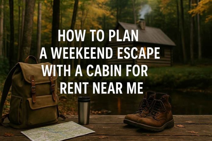 How to Plan a Weekend Escape with a Cabin for Rent Near Me Cozy cabin in the woods with weekend travel essentials in front