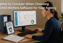 What to Consider When Choosing Child Welfare Software for Your Agency Caseworker evaluating child welfare software on a computer.