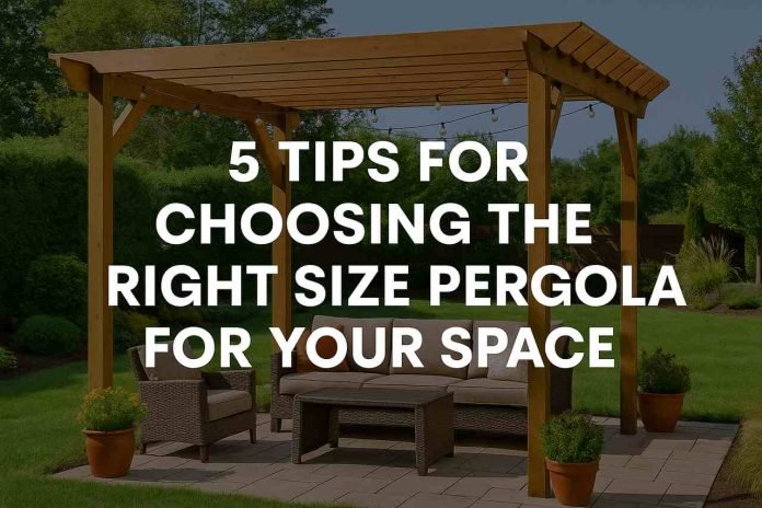 Tips for Choosing the Right Size Pergola for Your Space Backyard pergola sized to fit patio furniture area.