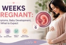 6 Weeks Pregnant: Symptoms, Baby Development, and What to Expect 6 weeks pregnant woman with baby development illustration showing pregnancy symptoms and expectations.
