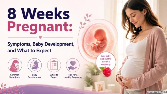 8 Weeks Pregnant: Symptoms, Baby Development, and What to Expect 8 weeks pregnant baby development and pregnancy symptoms illustration